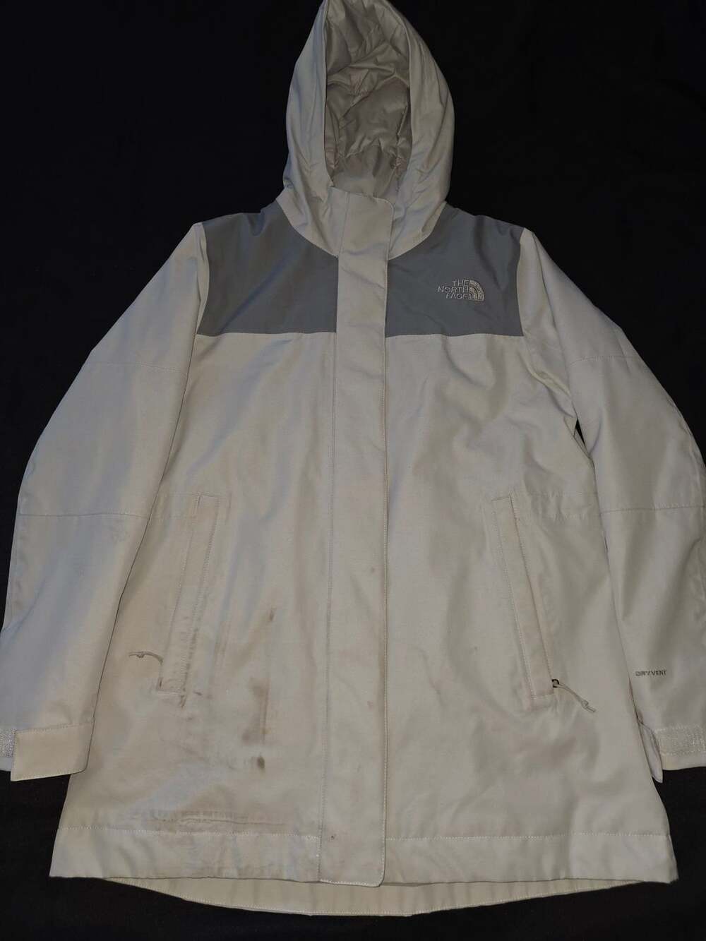 The North Face Women's Antora Rain Jacket White Dune/Clay Grey Size M